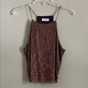 Cotton Candy Metallic Bronze Pleated Crop Size M/L